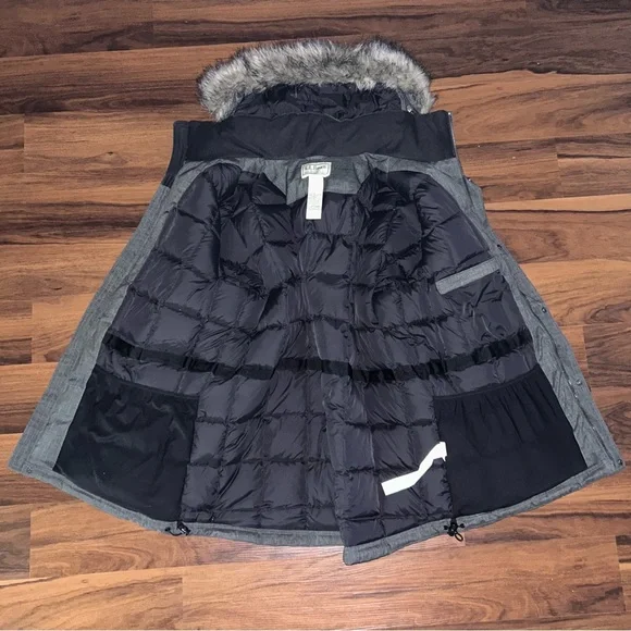 LL Bean Mens Baxter State Hooded Parka Coat Down Jacket Size XXL Reg Charcoal - Picture 7 of 16